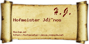 Hofmeister János névjegykártya