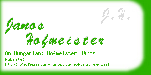 janos hofmeister business card
